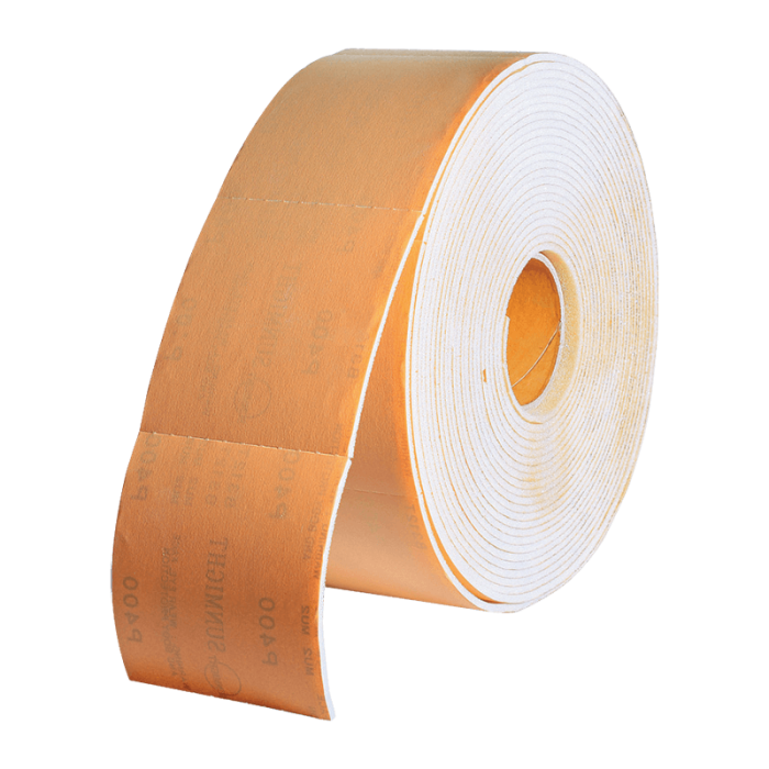 GOLD ŠLIFAVIMO POPIERIAUS MINKŠTI RITINĖLIAI 114 mm x 25 m