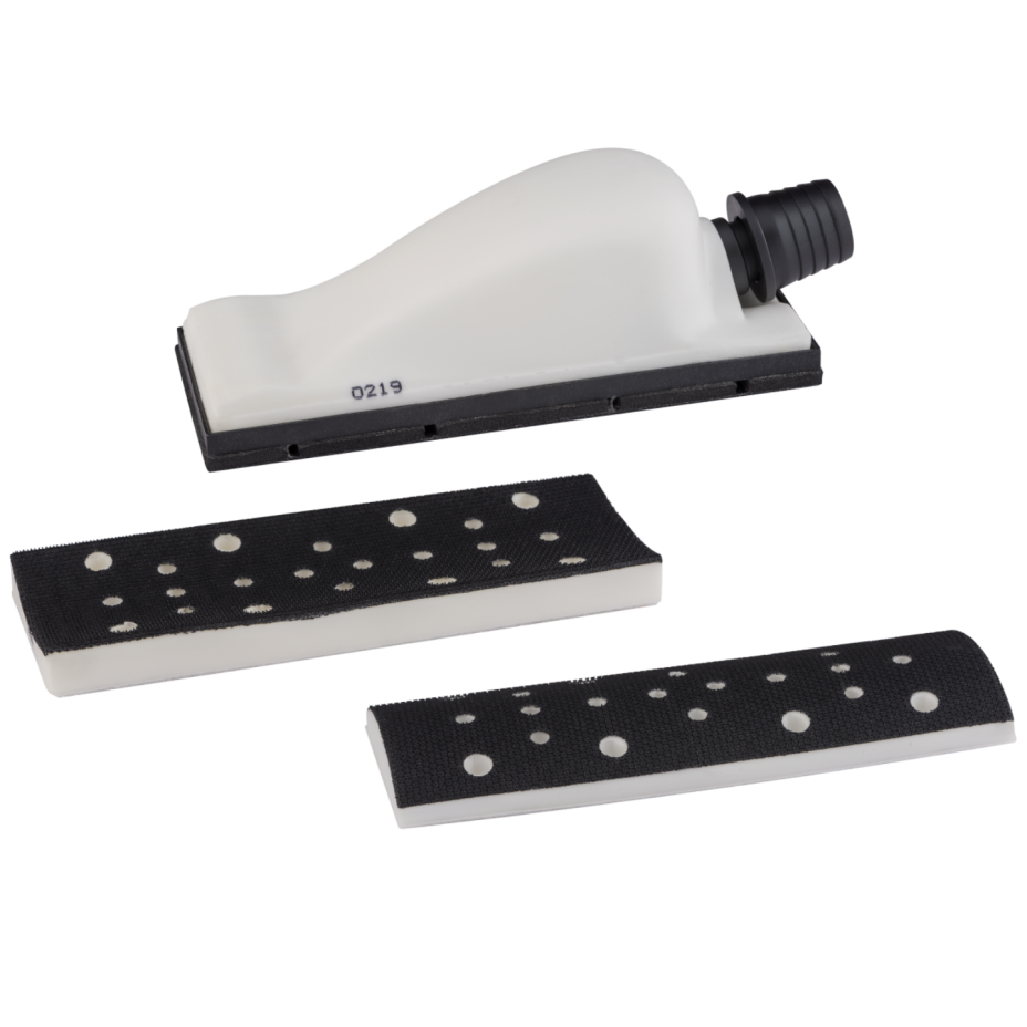 SANDING BLOCK SET WITH 3 INTERCHANGEABLE PADS AND ADAPTERS